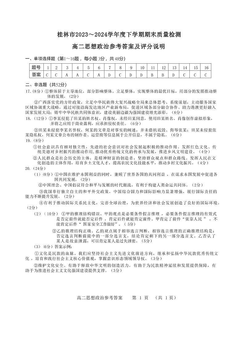 政治答案第1页