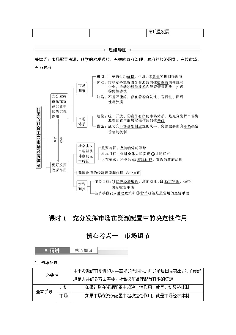 2025年高考政治大一轮复习 必修2 第六课 课时一 充分发挥市场在资源配置中的决定性作用(课件+讲义)02