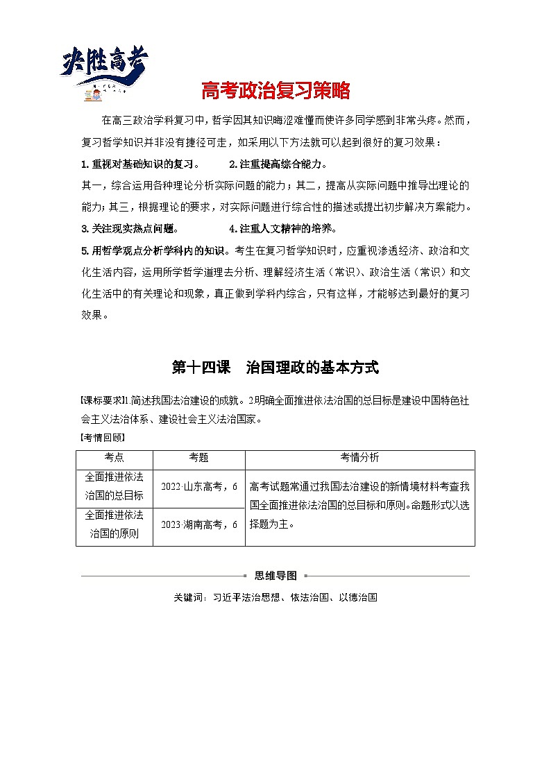 必修3 第十四課　治國(guó)理政的基本方式（學(xué)生版）第1頁(yè)