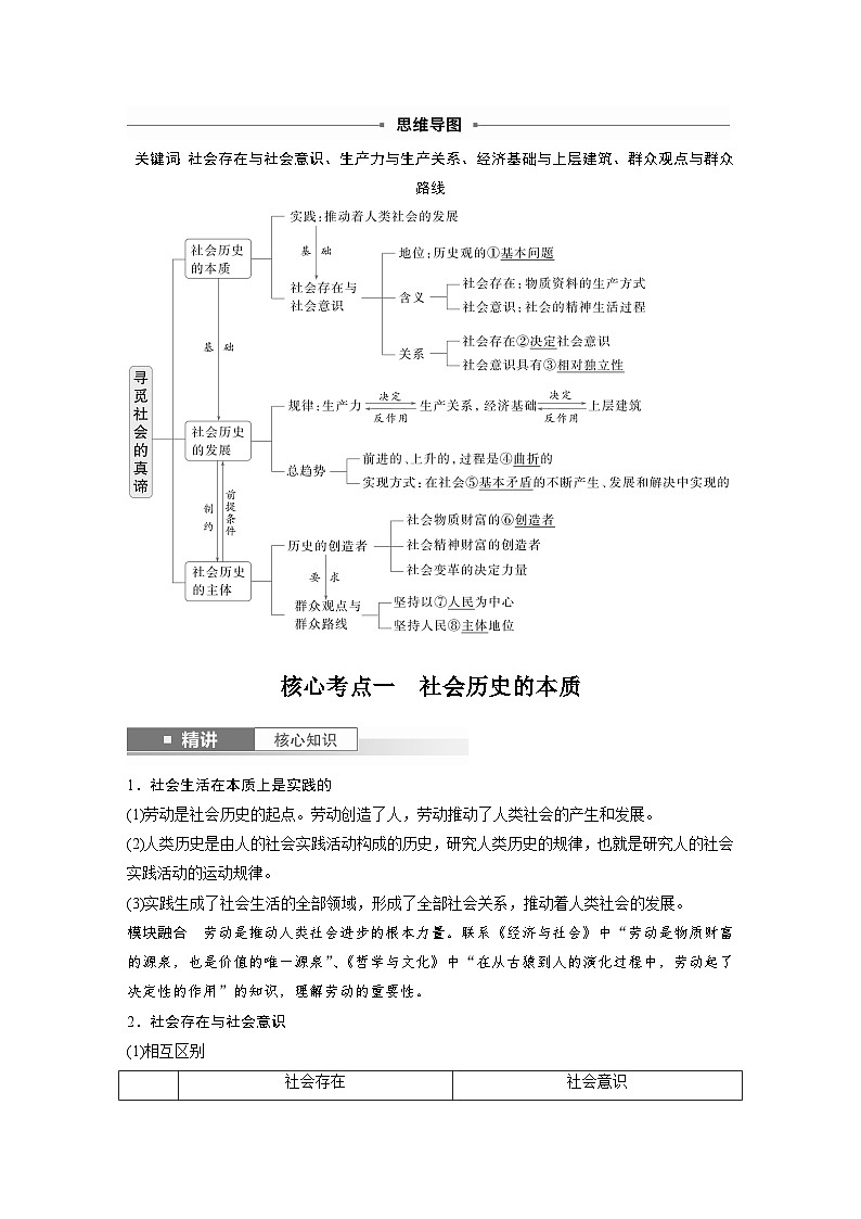 2025年高考政治大一轮复习 必修4 第二十一课 寻觅社会的真谛(课件+讲义)02