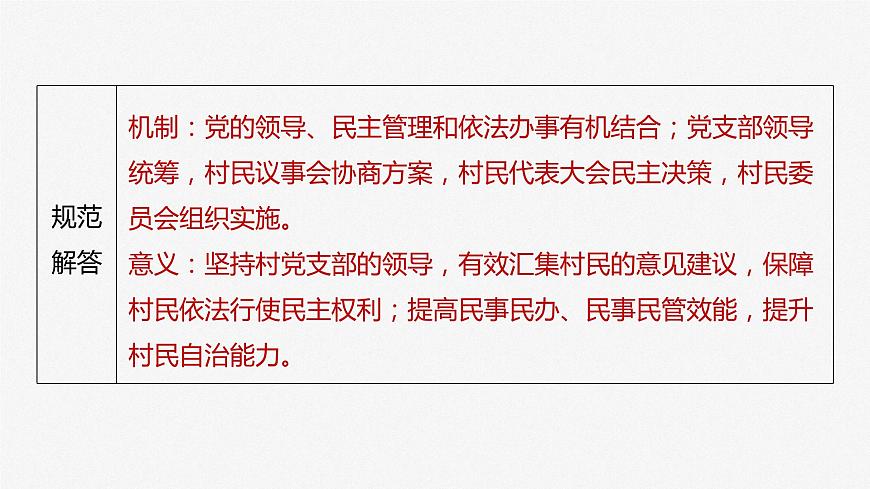 必修3 第十三課 大題攻略 關(guān)于“基層群眾自治”的命題第6頁(yè)