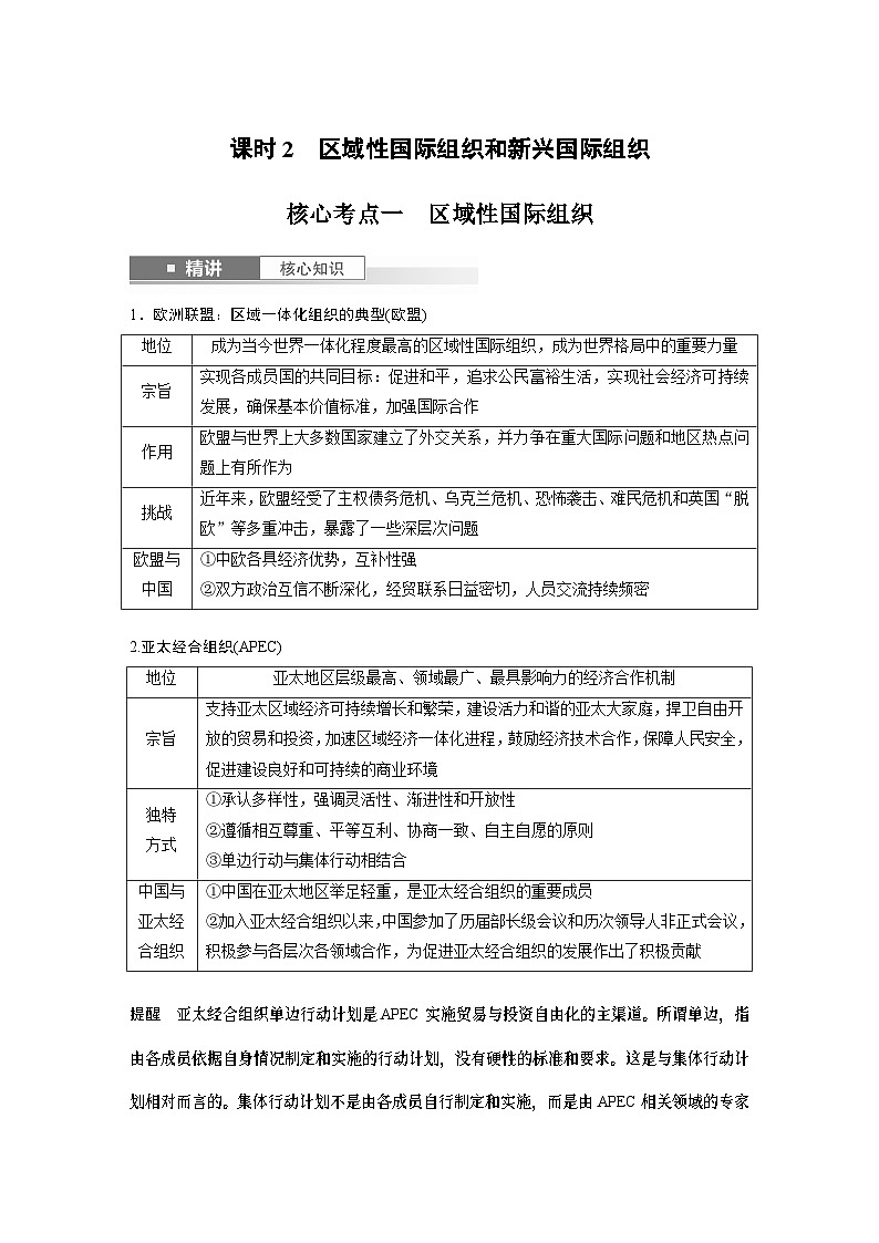 选择性必修1 第二十九课 课时2 区域性国际组织和新兴国际组织-2025年高考政治一轮复习课件01