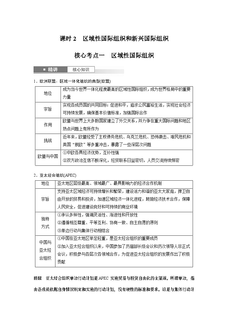 选择性必修1 第二十九课 课时2 区域性国际组织和新兴国际组织-2025年高考政治一轮复习课件01