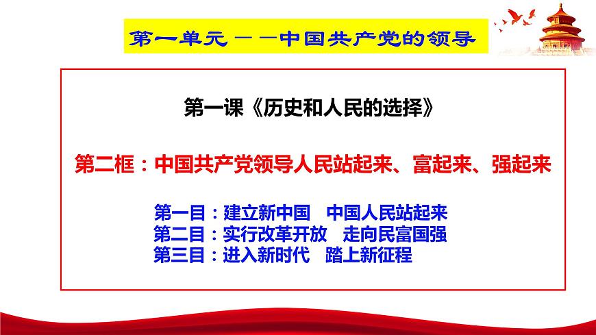 統(tǒng)編版高中政治必修三政治與法治   1.2  中國(guó)共產(chǎn)黨領(lǐng)導(dǎo)人民站起來、富起來、強(qiáng)起來  課件第3頁