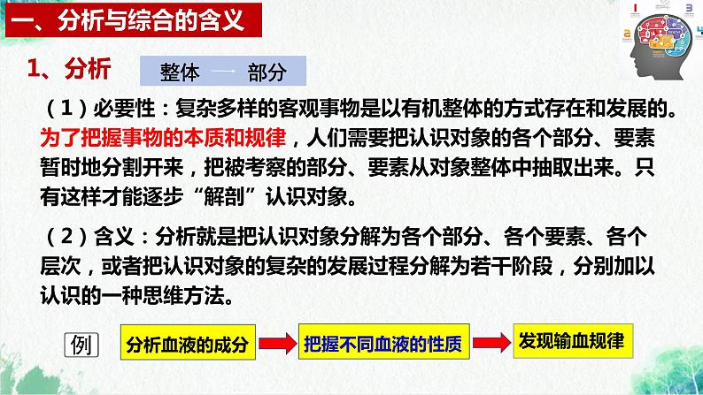 统编版高中政治选择性必修三逻辑与思维 8.2 分析与综合及其辩证关系 课件06