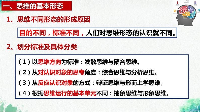 统编版高中政治选择性必修三逻辑与思维 1.2 思维形态及其特征 课件06