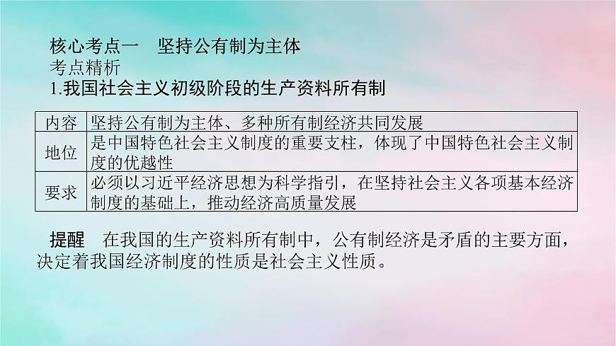 2025版高考政治全程一輪復(fù)習(xí)必修2第一單元生產(chǎn)資料所有制與經(jīng)濟(jì)體制第一課我國(guó)的生產(chǎn)資料所有制課件第8頁(yè)
