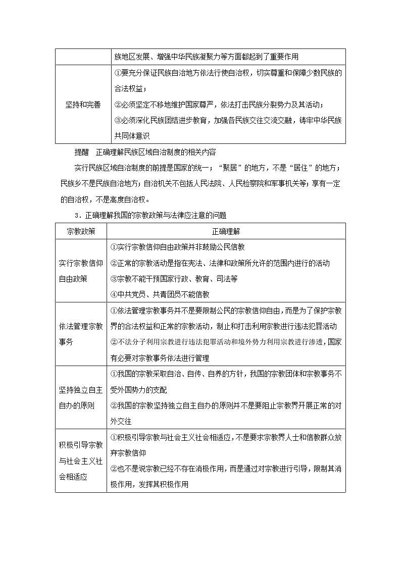 2025版高考政治全程一轮复习核心突破练习必修3第二单元第六课第二课时民族区域自治制度和基层群众自治制第2页