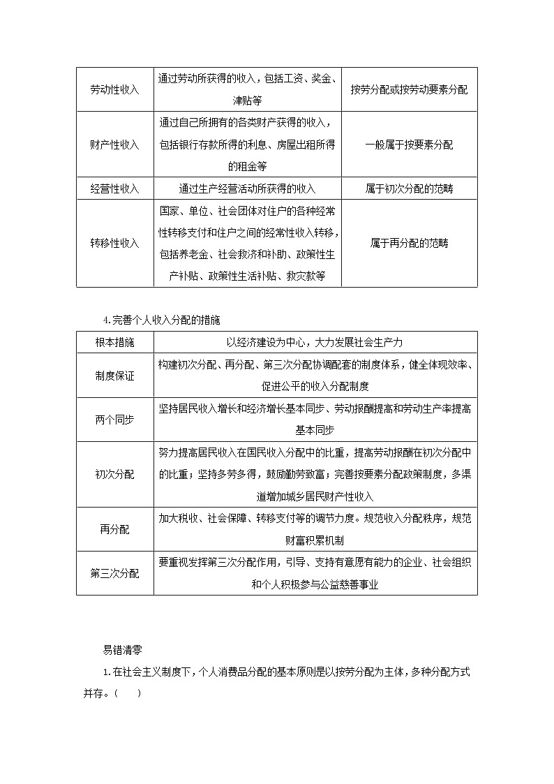 2025版高考政治全程一轮复习核心突破练习必修2第二单元经济发展与社会进步第四课我国的个人收入分配与社会保障第2页
