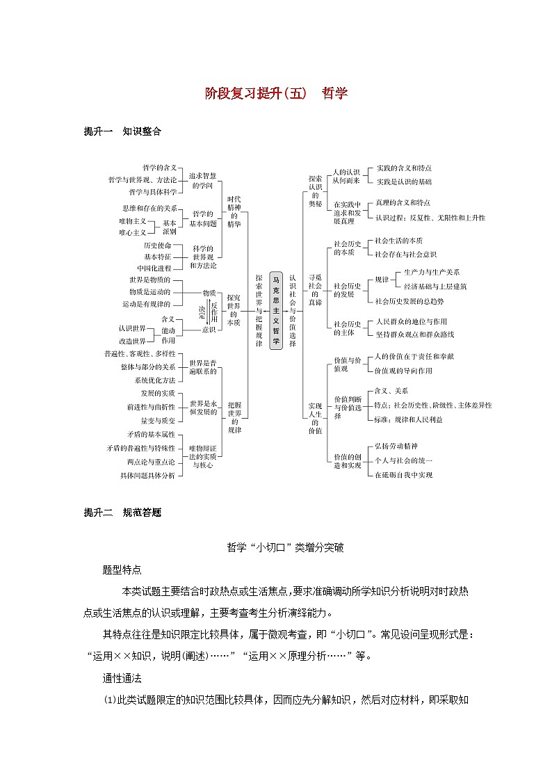 2025版高考政治全程一轮复习阶段复习提升练习五哲学第1页