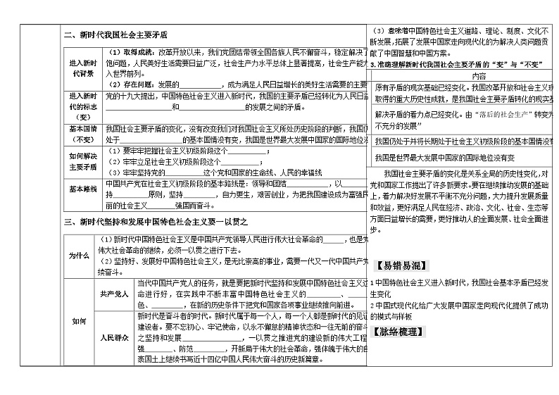 2024-2025学年度统编版高中政治必修一4.1《中国特色社会主义进入新时代》导学案02
