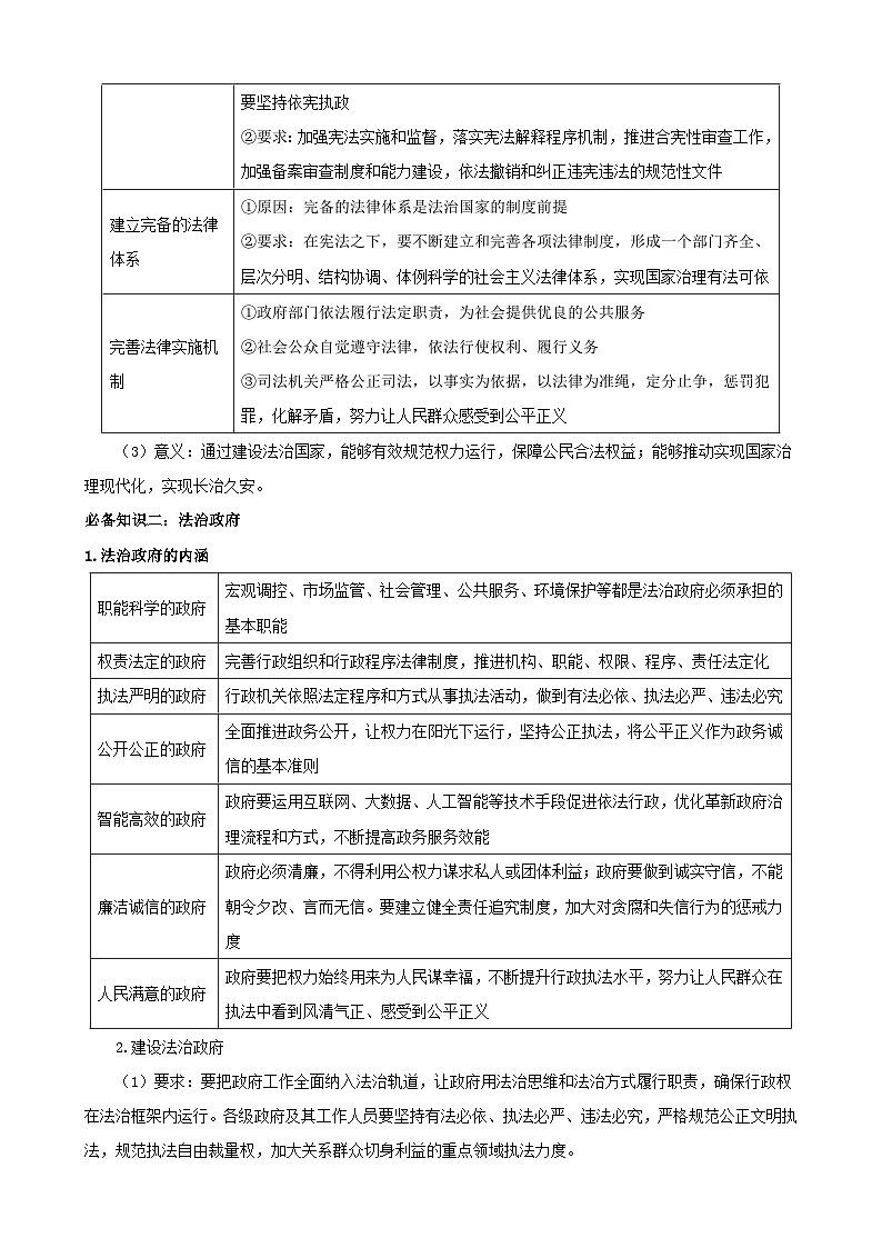第八課 法治中國建設(shè) 學(xué)案（解析版）【一輪】高考政治一輪復(fù)習(xí)（統(tǒng)編版）第3頁