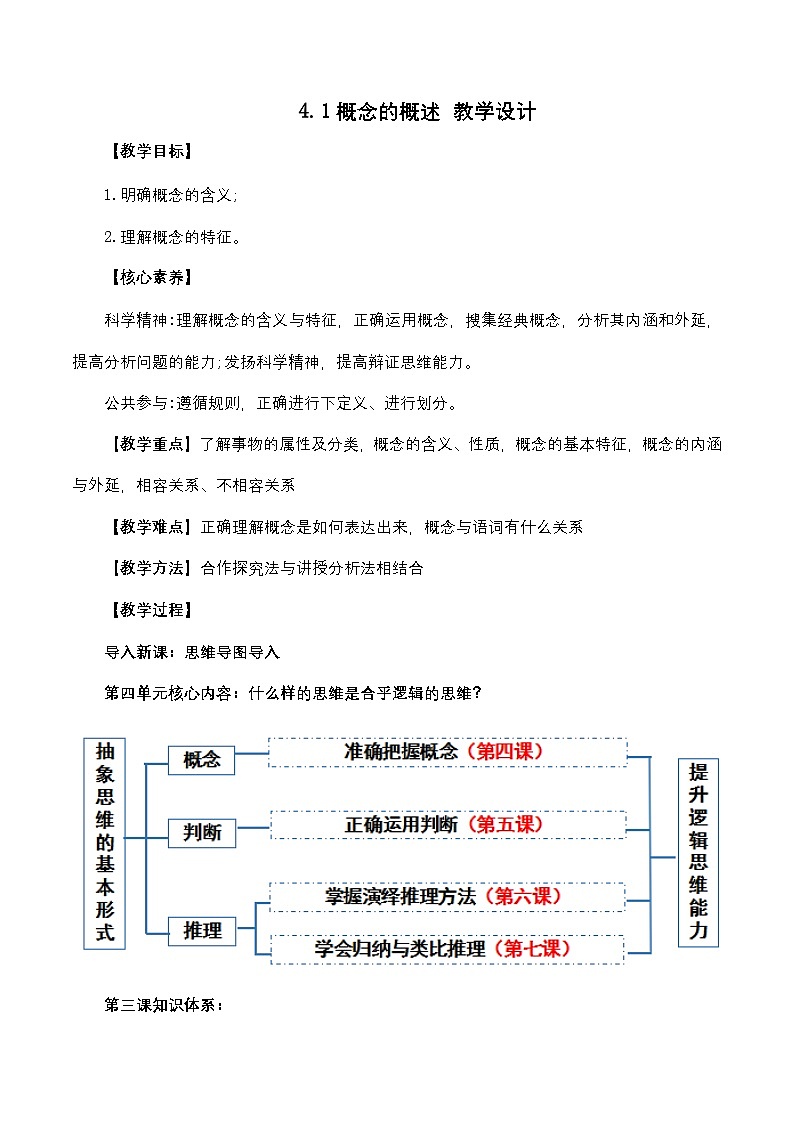 4.1《概念的概述》课件+教案+分层作业+导学案—统编版政治选择性必修301