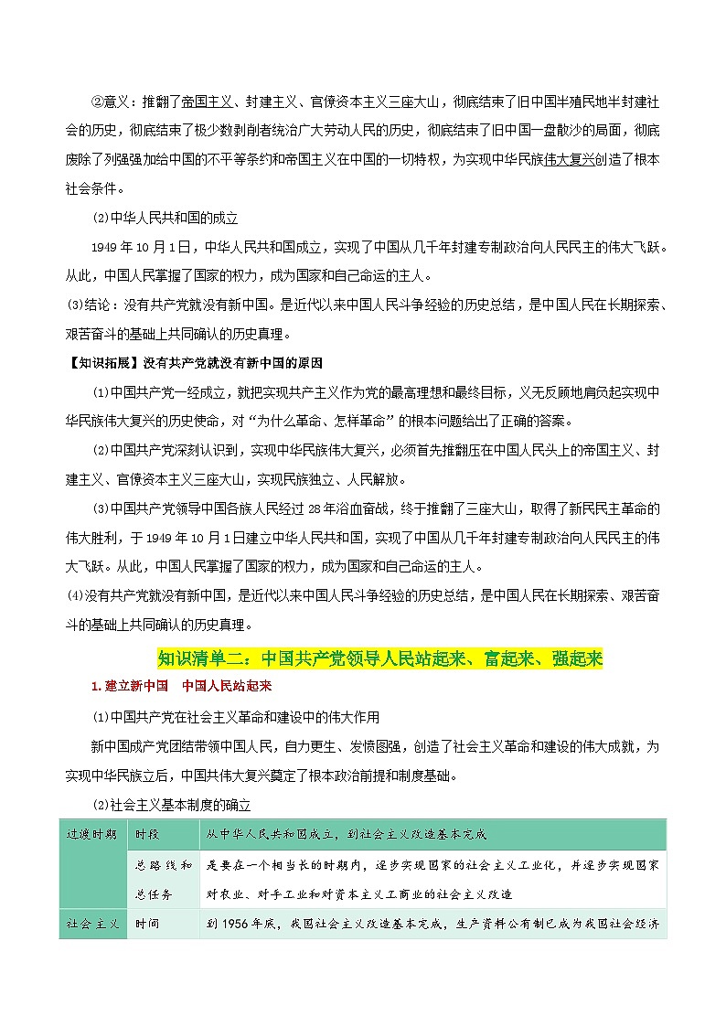 专题09 历史和人民的选择-【复习清单】最新高考政治一轮复习讲义(新高考通用)03