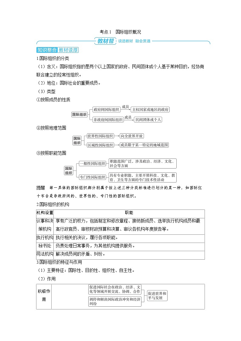 2025年高考政治精品教案选择性必修1 当代国际政治与经济 第四课 国际组织 第一课时 国际组织概况与联合国第2页