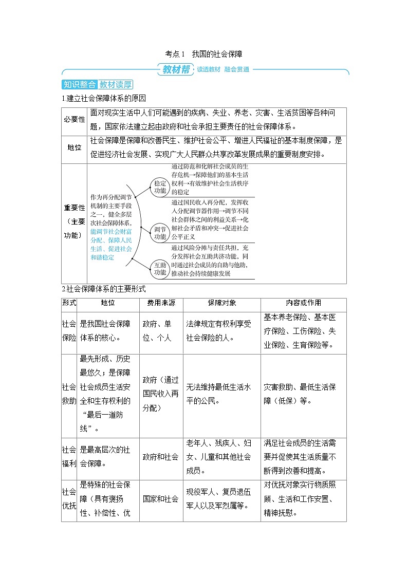 2025年高考政治精品教案必修2 经济与社会 第四课 我国的个人收入分配与社会保障 第二课时 我国的社会保障02