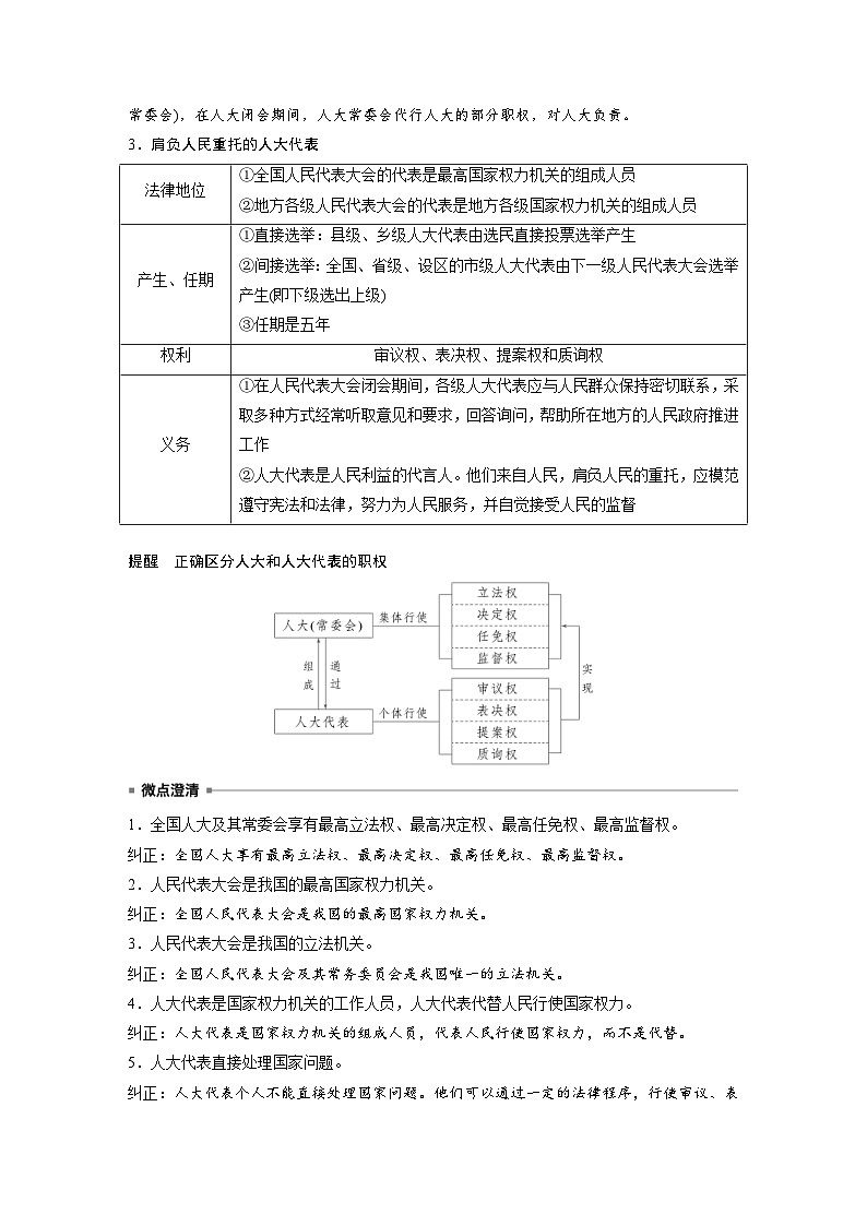 新高考政治一轮复习讲义必修3第十二课我国的根本政治制度(教师版)第3页