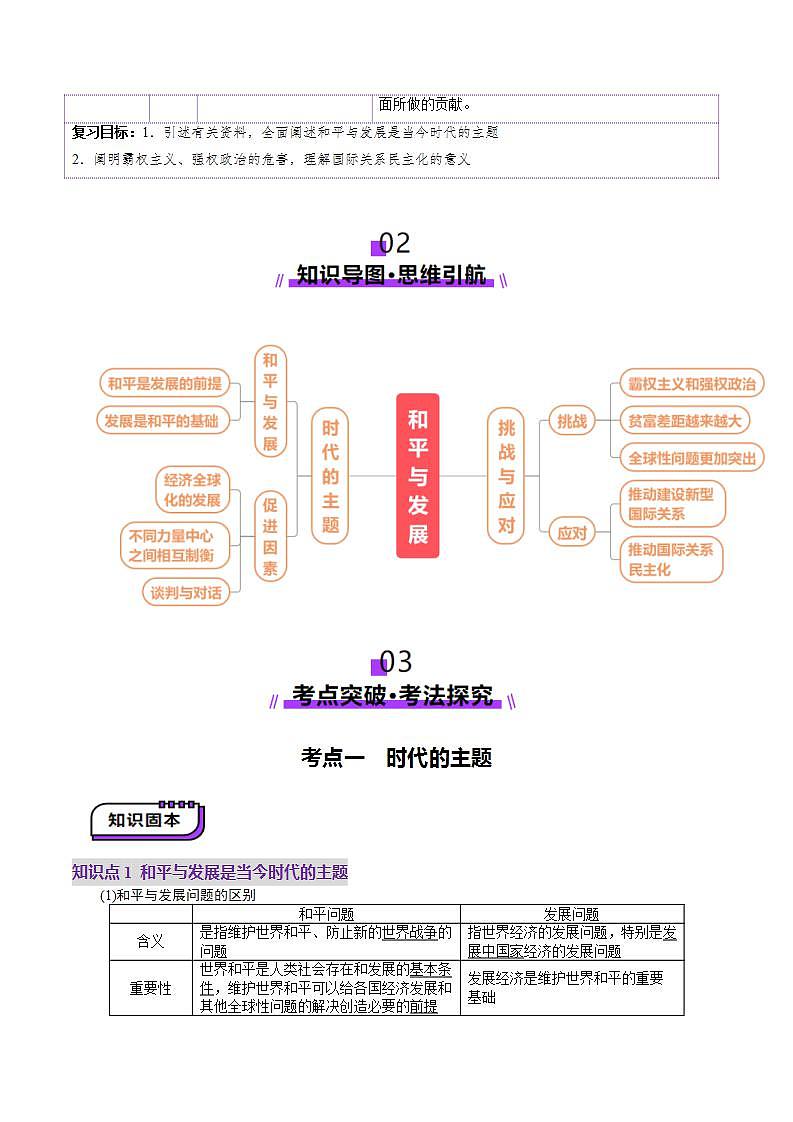 新高考政治一轮复习讲练测第04课 和平与发展(讲义)(2份打包,原卷版+解析版)02