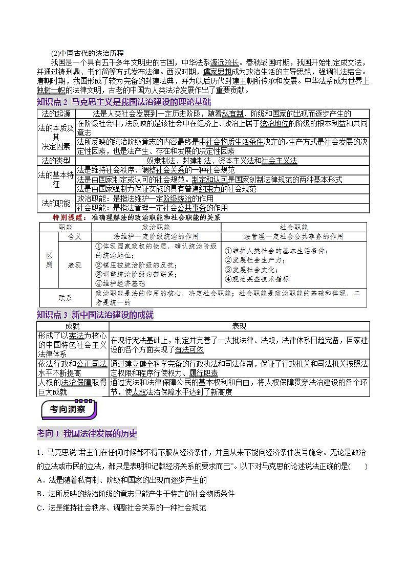新高考政治一轮复习讲练测第15讲 治国理政的基本方式(讲义)(2份打包,原卷版+解析版)03