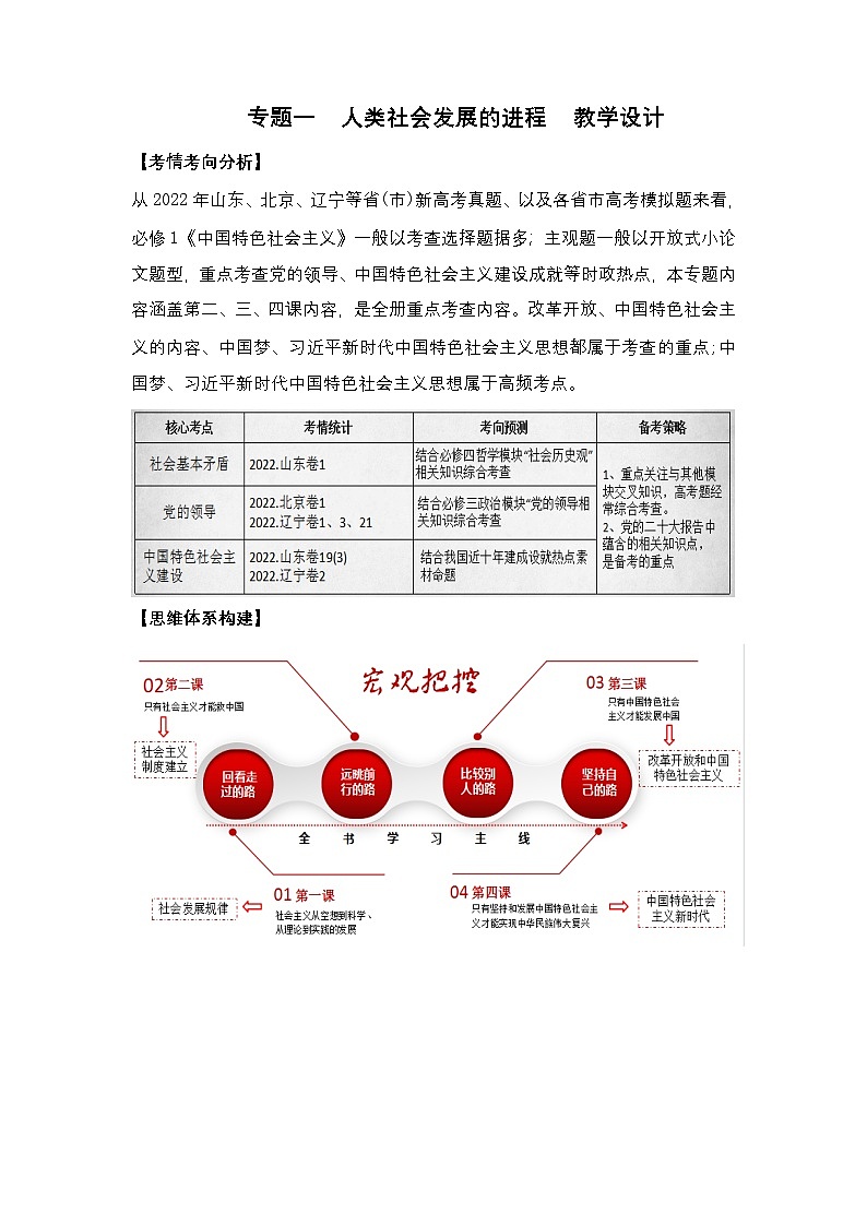 新高考政治二轮复习讲测练教案设计专题二 站起来、富起来、强起来 (含解析)第1页
