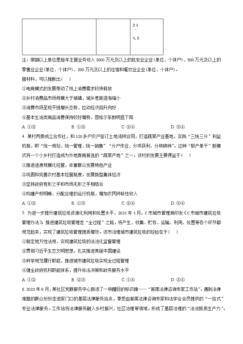 山东省潍坊市2025届高三上学期开学调研检测政治试题第2页
