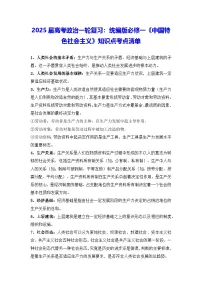 2025届高考政治一轮复习:统编版必修一《中国特色社会主义》知识点考点清单