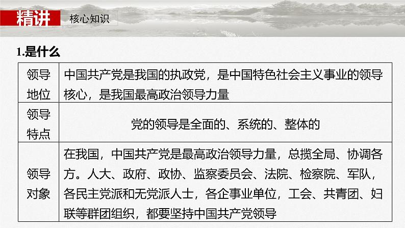 (部编版) 2025年高考政治一轮复习课件必修3 第10课 坚持和加强党的全面领导08