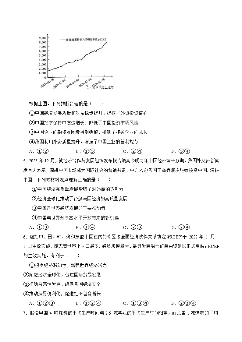 选必一 第三单元 经济全球化-【备战2025】新高考政治一轮复习精练(含答案+解析)第2页