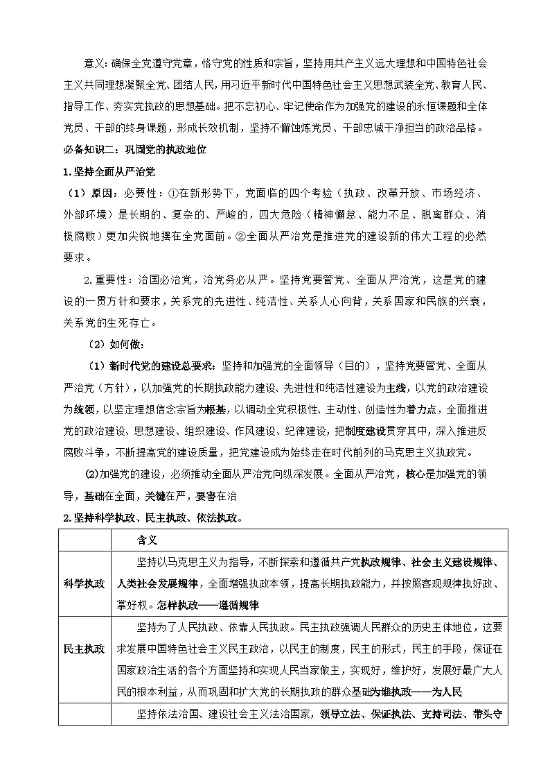 第三课 坚持和加强党的全面领导 (学案)-【抢分秘籍】2025年高考政治一轮复习精讲精练03