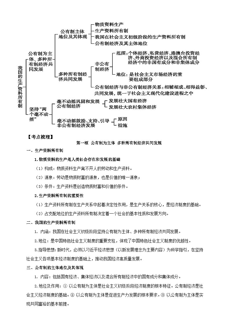 第一课 我国的生产资料所有制 学案(解析版)【抢分秘籍】2025年高考政治一轮复习精讲精练第2页