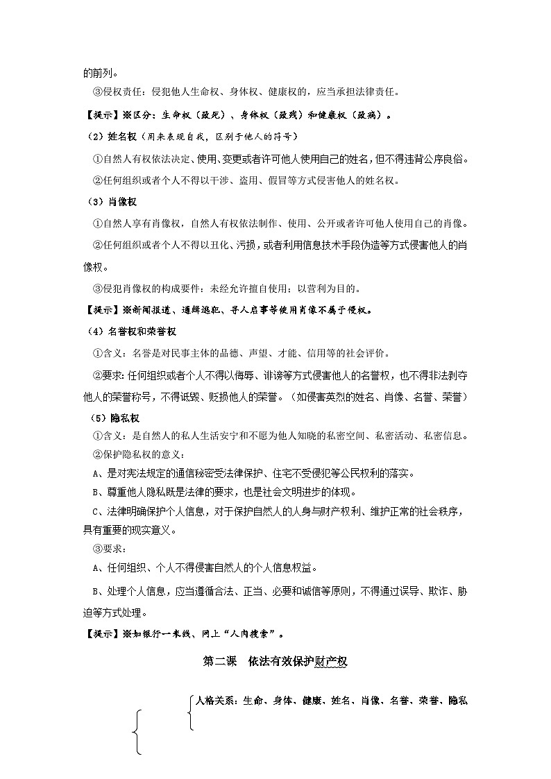 2025届高考政治一轮复习:统编版选择性必修2《法律与生活》知识点考点复习提纲第3页