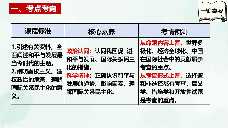 【备战2025年高考】高中政治高考一轮复习 第四课 和平和发展 课件第3页