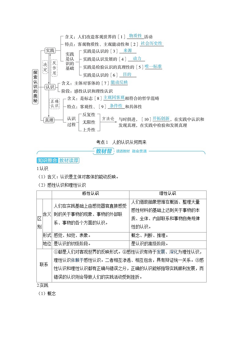 備戰(zhàn)2025年高考政治精品教案必修4哲學(xué)與文化第四課探索認(rèn)識的奧秘（Word版附解析）第2頁