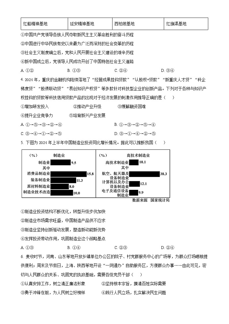 安徽毛坦厂实验中学2025届高三11月期中考试政治第2页
