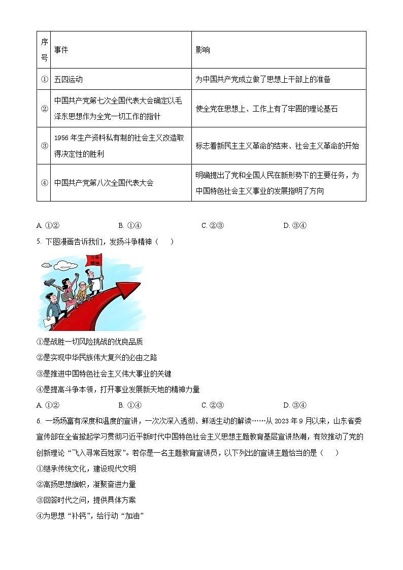 山东省济南市2023-2024学年高一上学期1月期末考试政治试题第2页