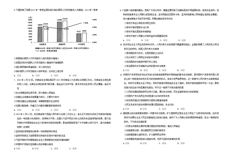 云南省保山市2023-2024学年高一下学期期末质量监测政治试卷第2页