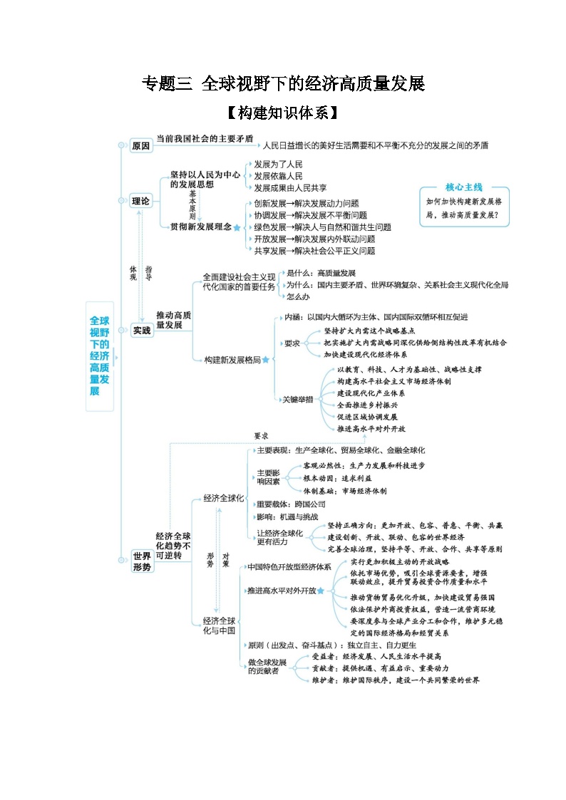 2025高考政治二轮复习专题练习：专题三 全球视野下的经济高质量发展（含解析）