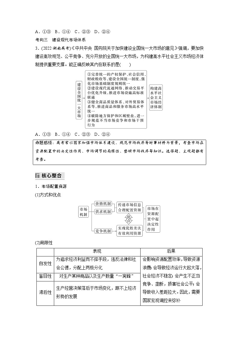 專題二 課時2 我國的社會主義市場經(jīng)濟體制--2025年高考政治大二輪專題復(fù)習(xí)(學(xué)生版)第2頁