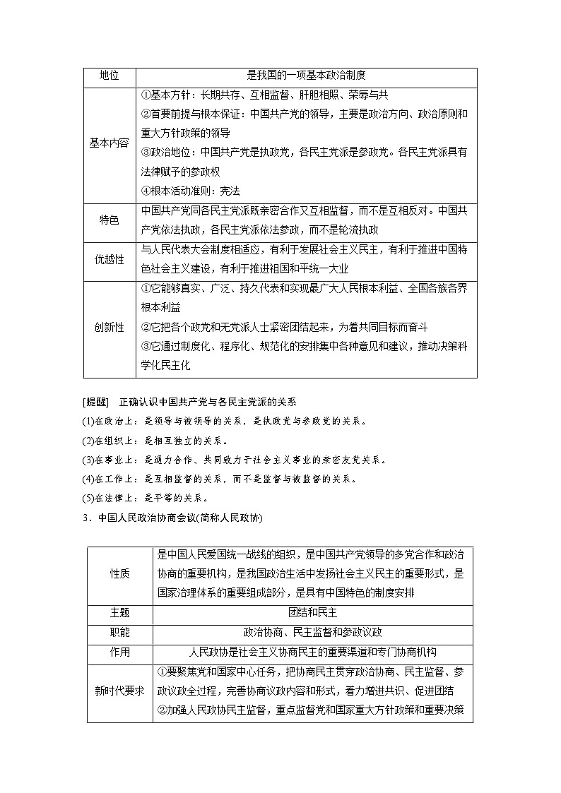 專題六　課時2　我國的基本政治制度--2025年高考政治大二輪專題復習（學生版）第3頁