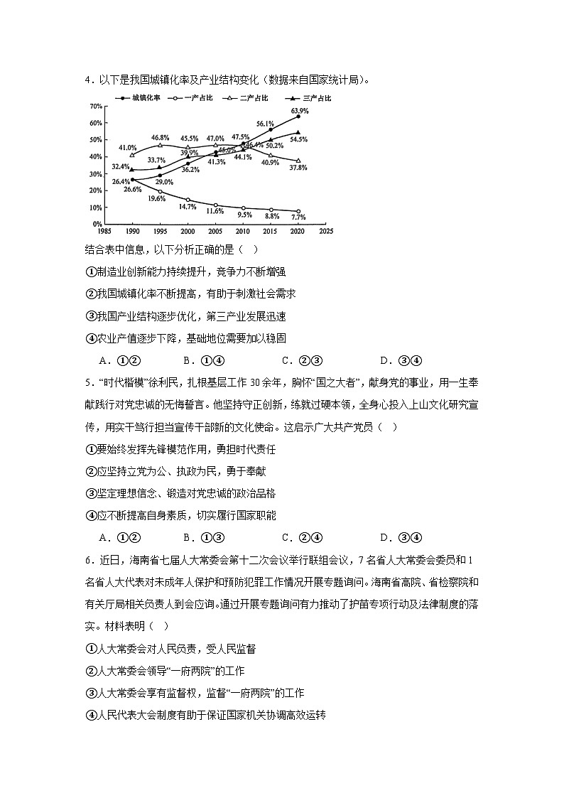 2025年河北省普通高中学业水平选择性考试仿真模拟政治试题第2页