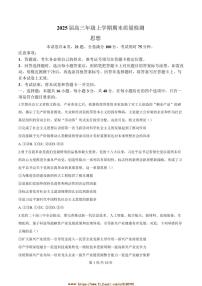 2024～2025学年湖北省武汉市武昌区高三上期末政治试卷(含答案)