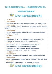 2025高考政治备考策略6：选必一《当代国际政治与经济》命题特点和备考策略讲练（统编版二轮复习专用）