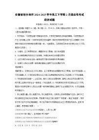 安徽省部分地市2024-2025学年高三下学期2月适应性考试政治试题(解析版)