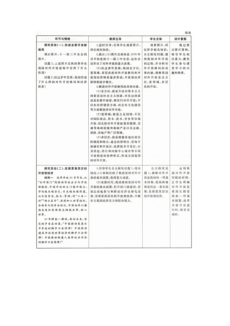 人教统编版高中政治选择性必修1 3-7《开放是当代中国的鲜明标识》教学设计第3页
