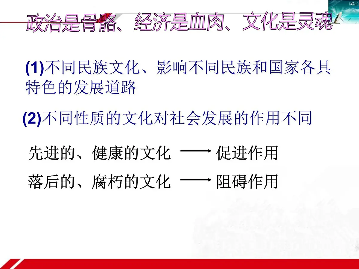 人教版 (新课标)高中政治必修3 1-1-2《文化与经济、政治》新课讲知课件第6页