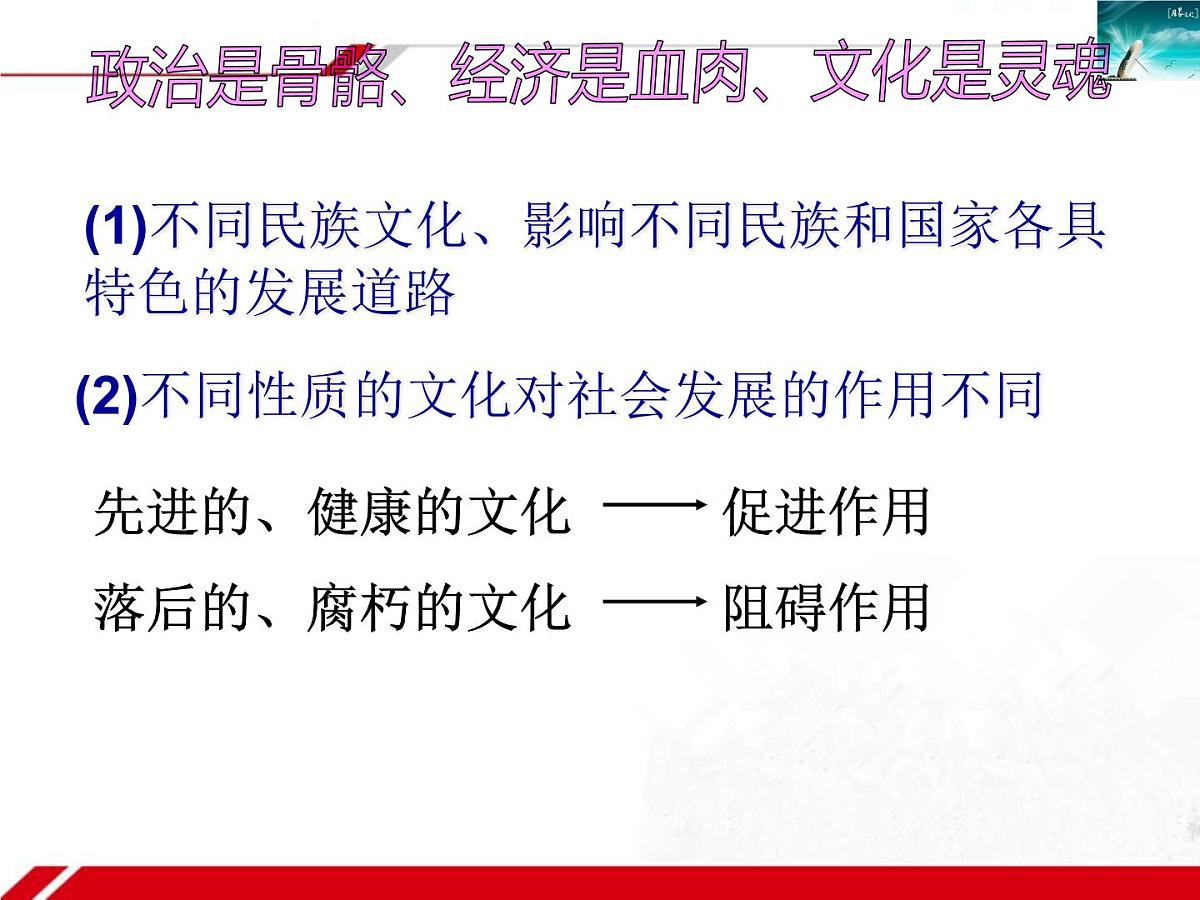 人教版 (新课标)高中政治必修3 1-1-2《文化与经济、政治》新课讲知课件第6页