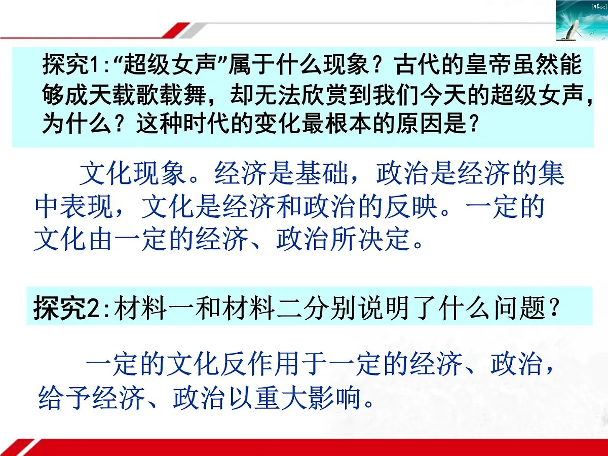 人教版 (新课标)高中政治必修3 1-1-2《文化与经济、政治》新课讲知课件第7页
