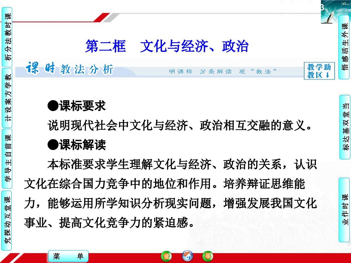 人教版 (新课标)高中政治必修3 1-1-2《文化与经济、政治》探究型课件第1页