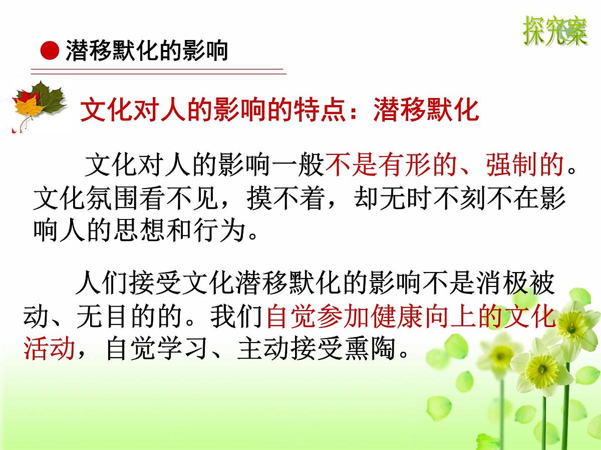人教版 (新课标)高中政治必修3 1-2-1课件-《感受文化影响》第7页