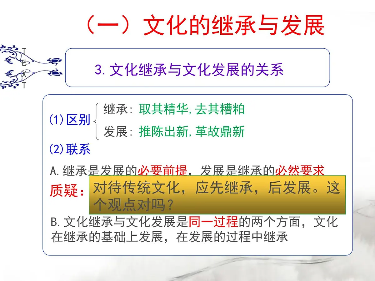 人教版 (新课标)高中政治必修3 2-4-2《文化在继承中发展》课件第7页